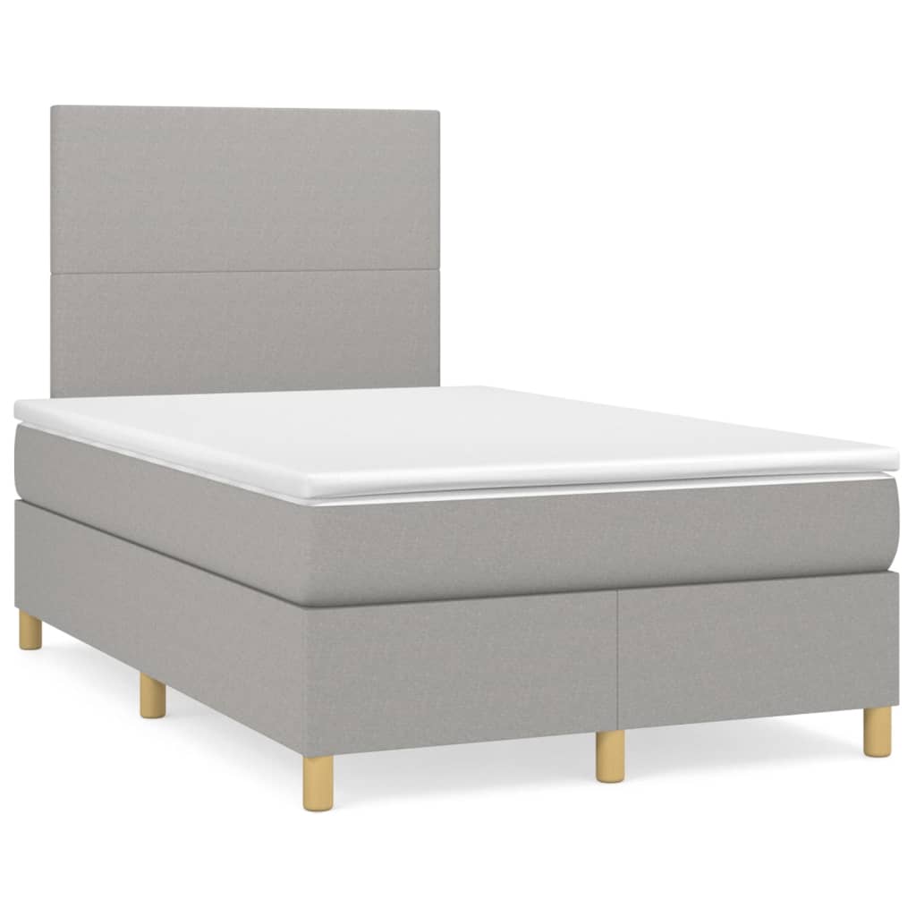 vidaXL Κρεβάτι Boxspring με Στρώμα Ανοιχτό Γκρι 120x200 εκ. Υφασμάτινο