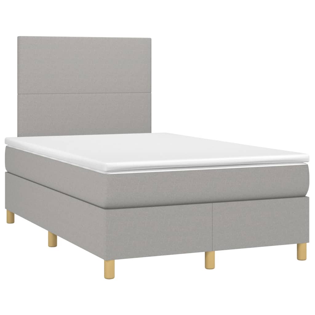 vidaXL Κρεβάτι Boxspring με Στρώμα Ανοιχτό Γκρι 120x200 εκ. Υφασμάτινο