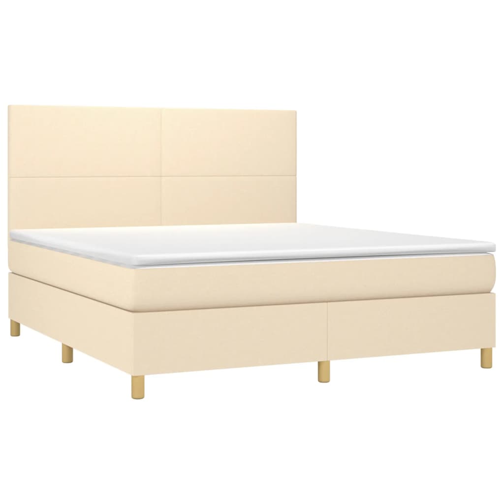 vidaXL Κρεβάτι Boxspring με Στρώμα Κρεμ 160x200 εκ. Υφασμάτινο