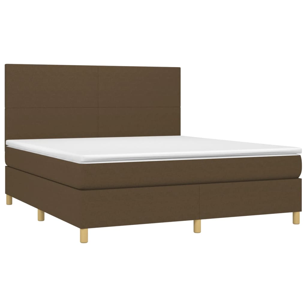 vidaXL Κρεβάτι Boxspring με Στρώμα Σκούρο Καφέ 180x200 εκ Υφασμάτινο