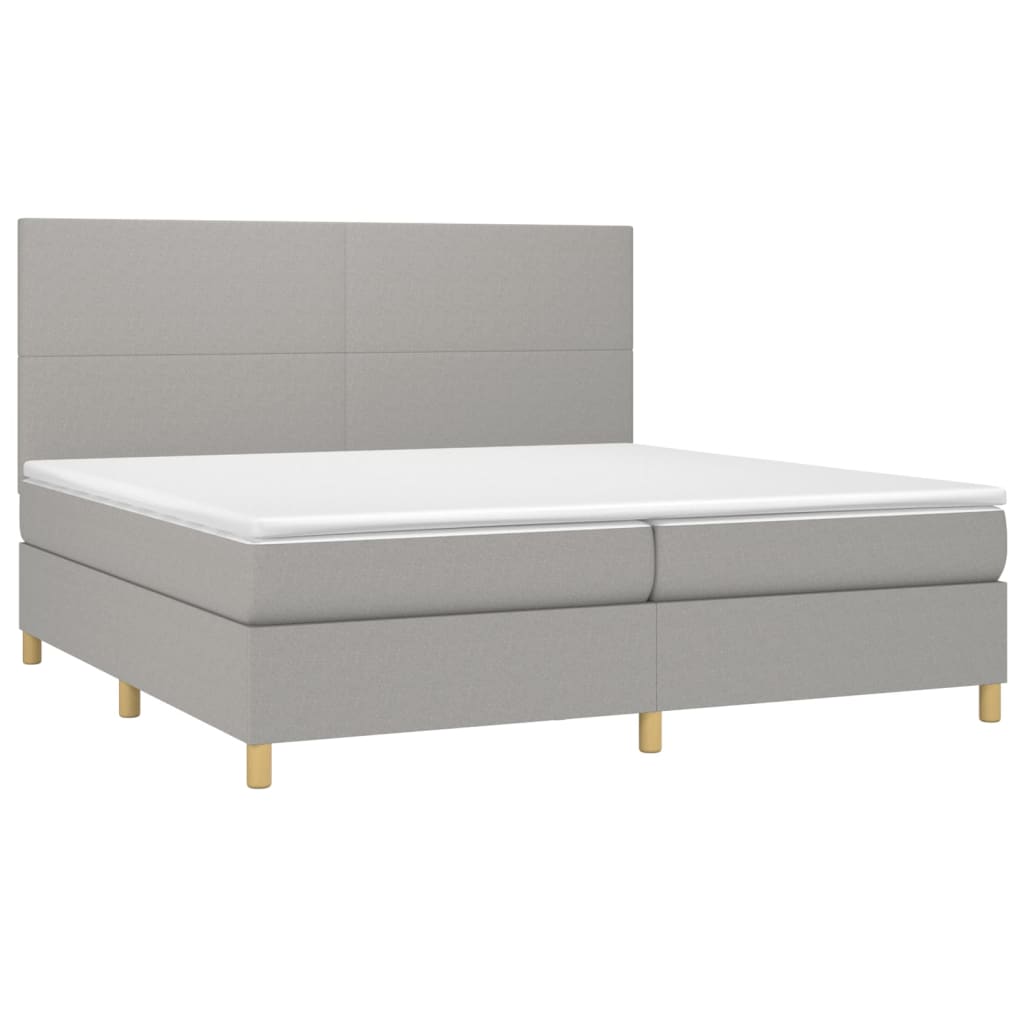 vidaXL Κρεβάτι Boxspring με Στρώμα Ανοιχτό Γκρι 200x200 εκ. Υφασμάτινο