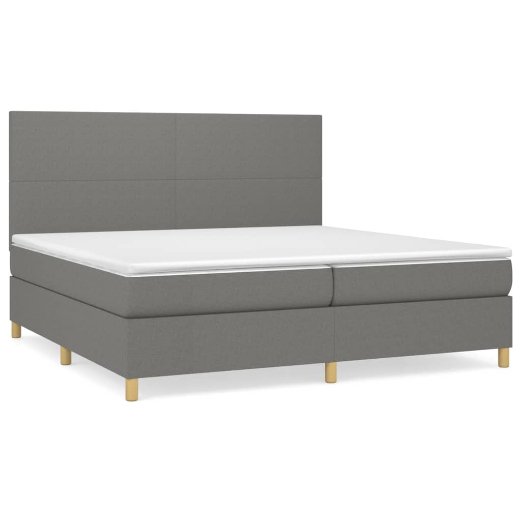 vidaXL Κρεβάτι Boxspring με Στρώμα Σκούρο Γκρι 200x200 εκ. Υφασμάτινο
