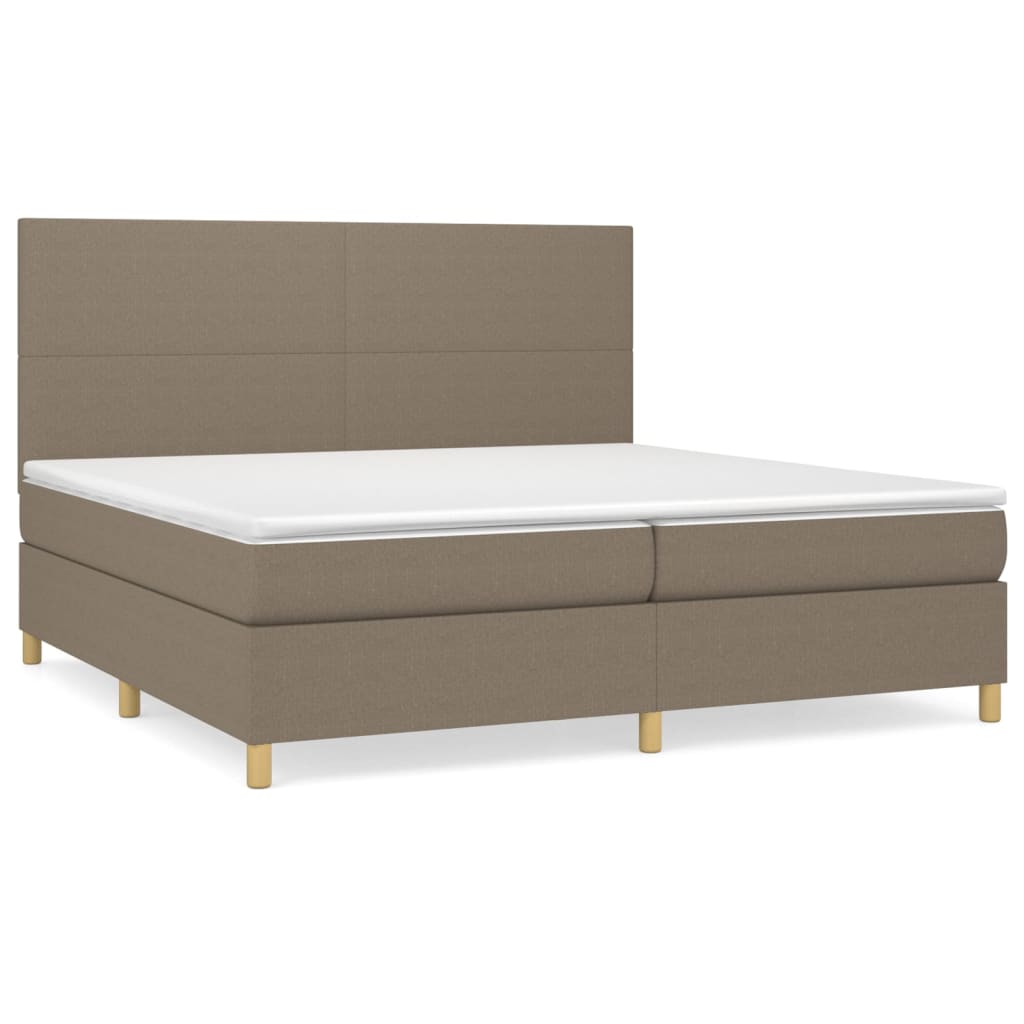 vidaXL Κρεβάτι Boxspring με Στρώμα Taupe 200x200 εκ. Υφασμάτινο