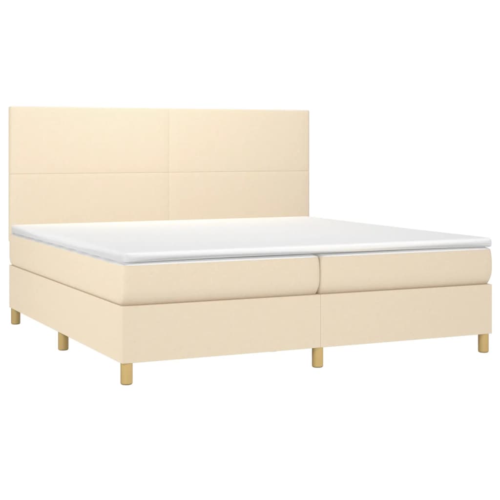 vidaXL Κρεβάτι Boxspring με Στρώμα Κρεμ 200x200 εκ. Υφασμάτινο