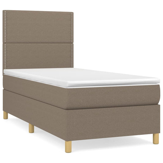 vidaXL Κρεβάτι Boxspring με Στρώμα Taupe 90x200 εκ. Υφασμάτινο