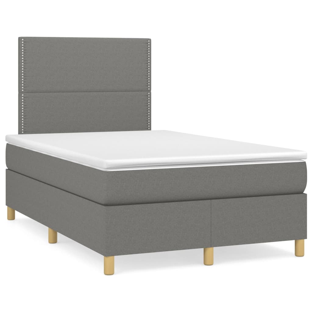 vidaXL Κρεβάτι Boxspring με Στρώμα Σκούρο Γκρι 120x200 εκ. Υφασμάτινο