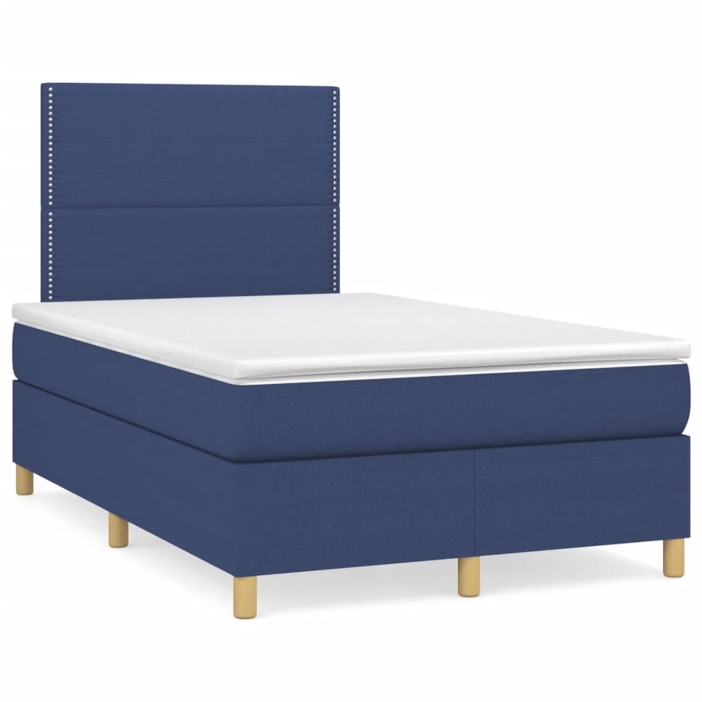 vidaXL Κρεβάτι Boxspring με Στρώμα Μπλε 120x200 εκ. Υφασμάτινο