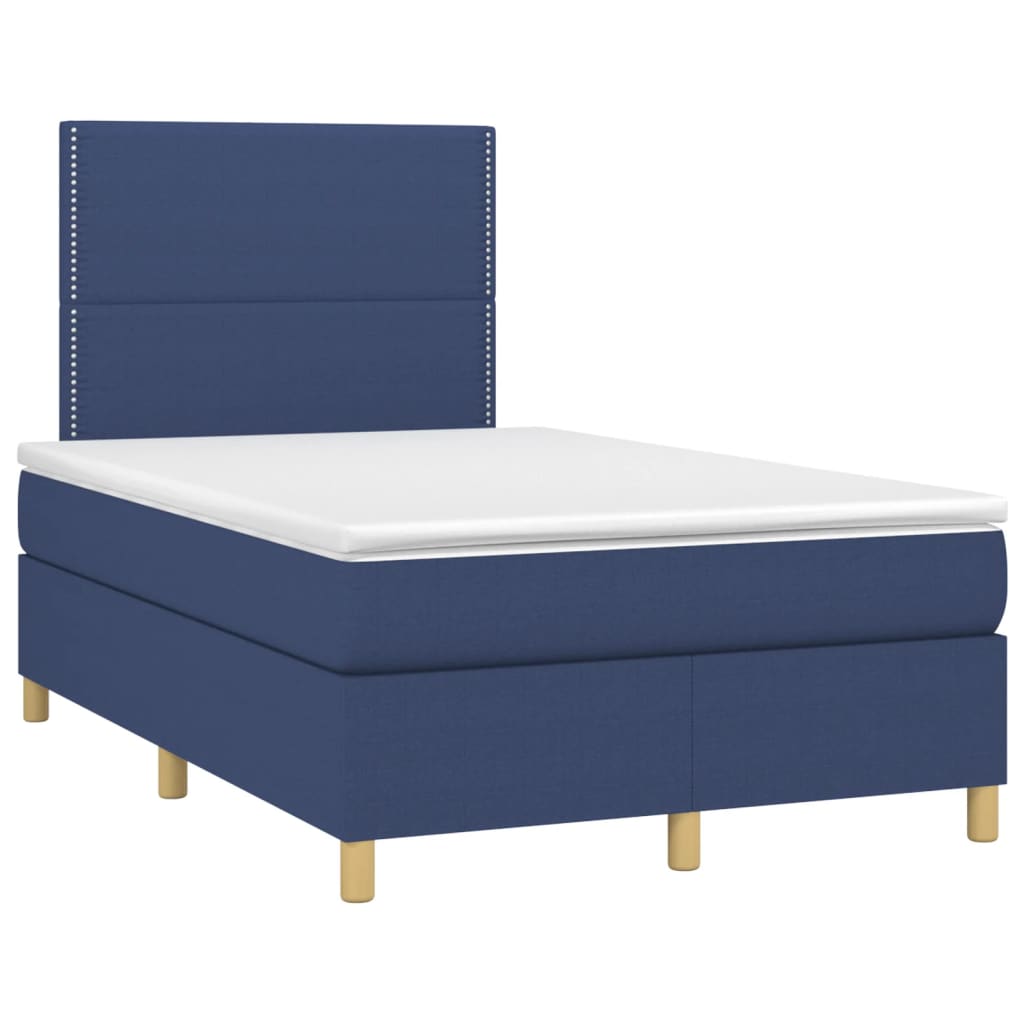 vidaXL Κρεβάτι Boxspring με Στρώμα Μπλε 120x200 εκ. Υφασμάτινο