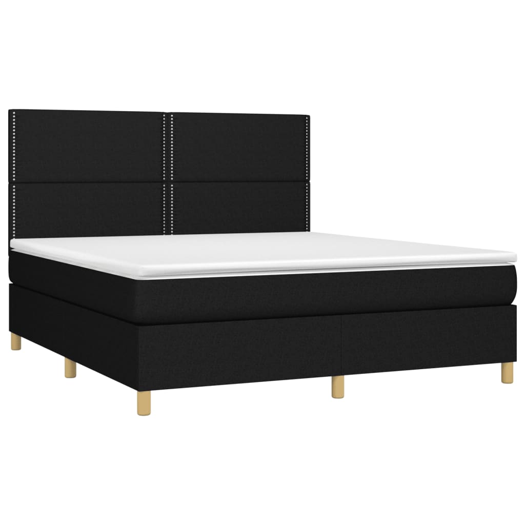 vidaXL Κρεβάτι Boxspring με Στρώμα Μαύρο 160x200 εκ. Υφασμάτινο