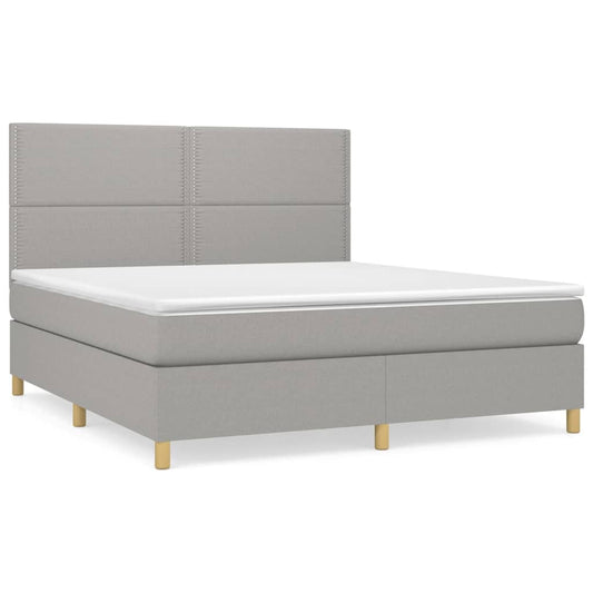 vidaXL Κρεβάτι Boxspring με Στρώμα Ανοιχτό Γκρι 180x200 εκ. Υφασμάτινο