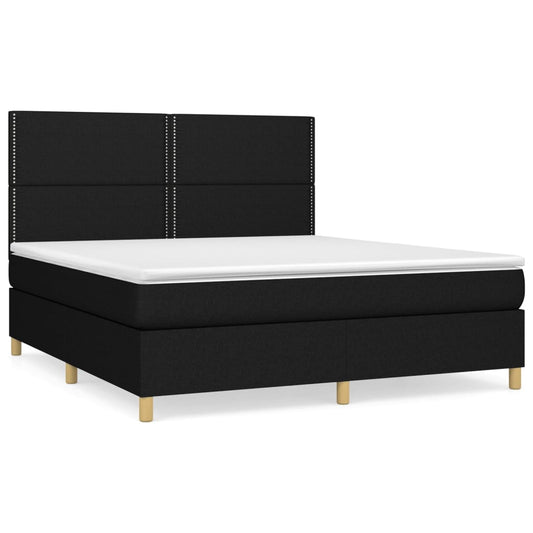 vidaXL Κρεβάτι Boxspring με Στρώμα Μαύρο 180x200 εκ. Υφασμάτινο
