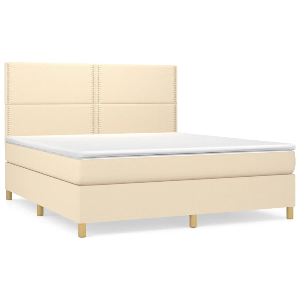 vidaXL Κρεβάτι Boxspring με Στρώμα Κρεμ 180x200 εκ. Υφασμάτινο
