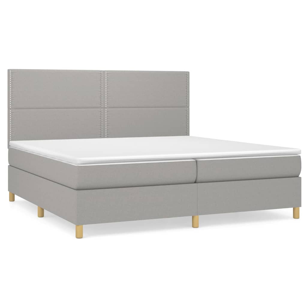 vidaXL Κρεβάτι Boxspring με Στρώμα Ανοιχτό Γκρι 200x200 εκ. Υφασμάτινο