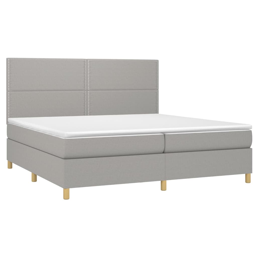 vidaXL Κρεβάτι Boxspring με Στρώμα Ανοιχτό Γκρι 200x200 εκ. Υφασμάτινο