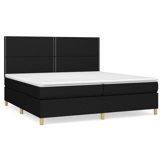 vidaXL Κρεβάτι Boxspring με Στρώμα Μαύρο 200x200 εκ. Υφασμάτινο