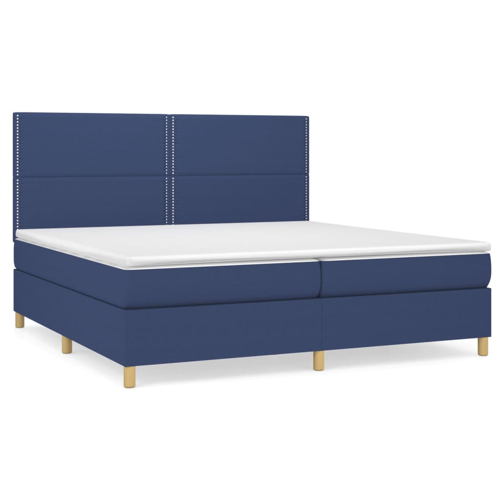 vidaXL Κρεβάτι Boxspring με Στρώμα Μπλε 200x200 εκ. Υφασμάτινο
