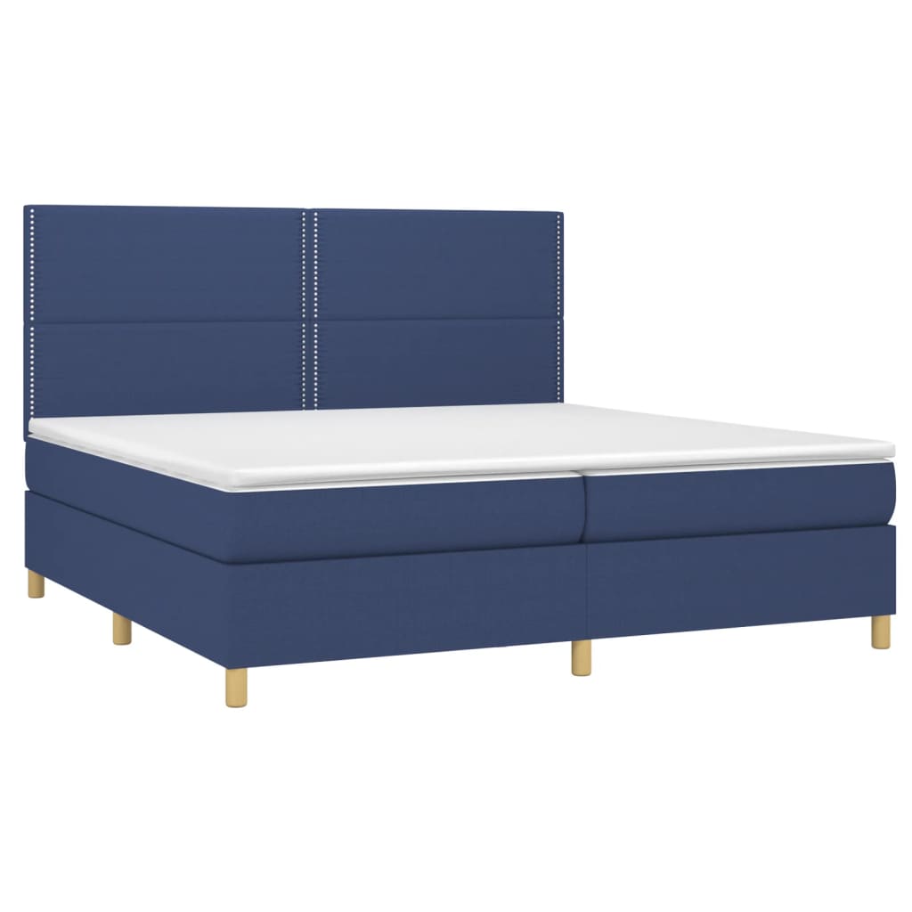 vidaXL Κρεβάτι Boxspring με Στρώμα Μπλε 200x200 εκ. Υφασμάτινο