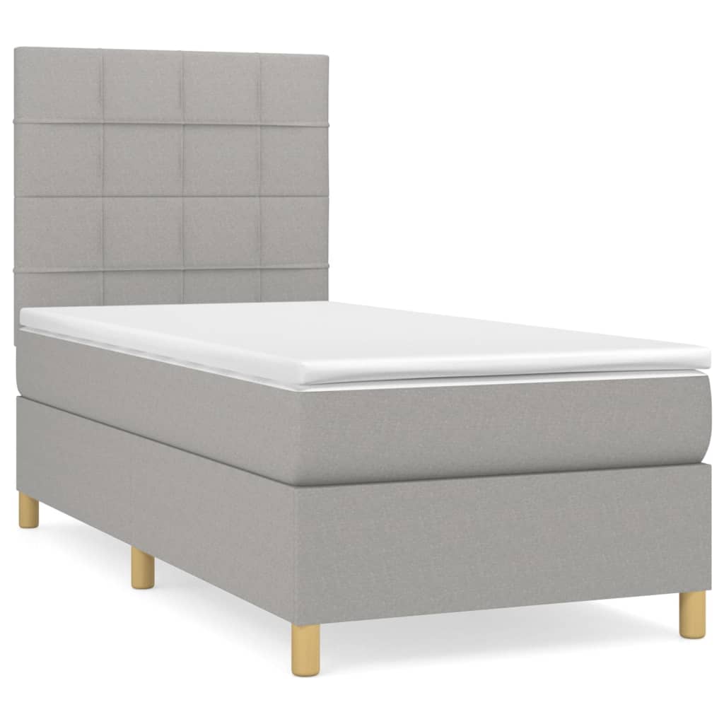 vidaXL Κρεβάτι Boxspring με Στρώμα Ανοιχτό Γκρι 80x200 εκ. Υφασμάτινο