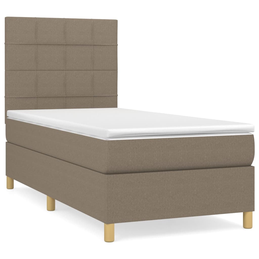 vidaXL Κρεβάτι Boxspring με Στρώμα Taupe 90x190 εκ.Υφασμάτινο