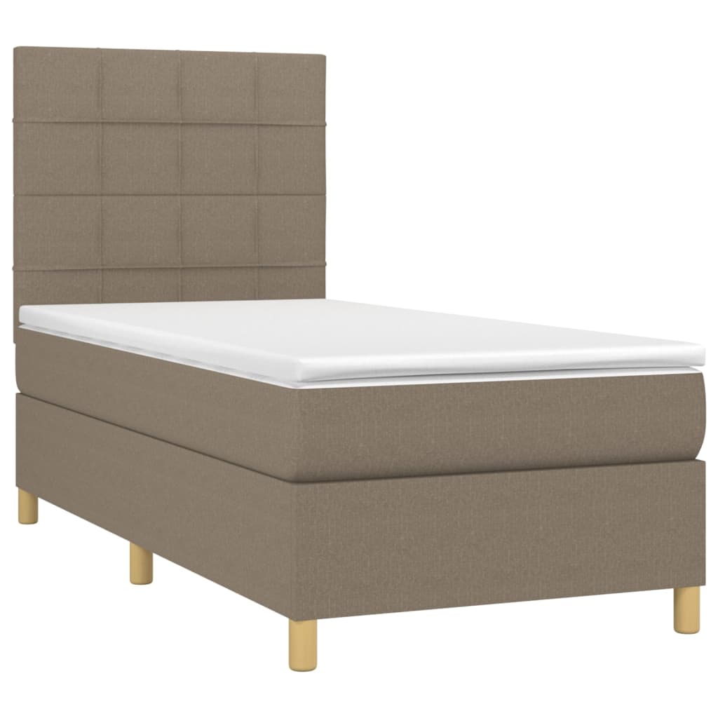 vidaXL Κρεβάτι Boxspring με Στρώμα Taupe 90x200 εκ. Υφασμάτινο