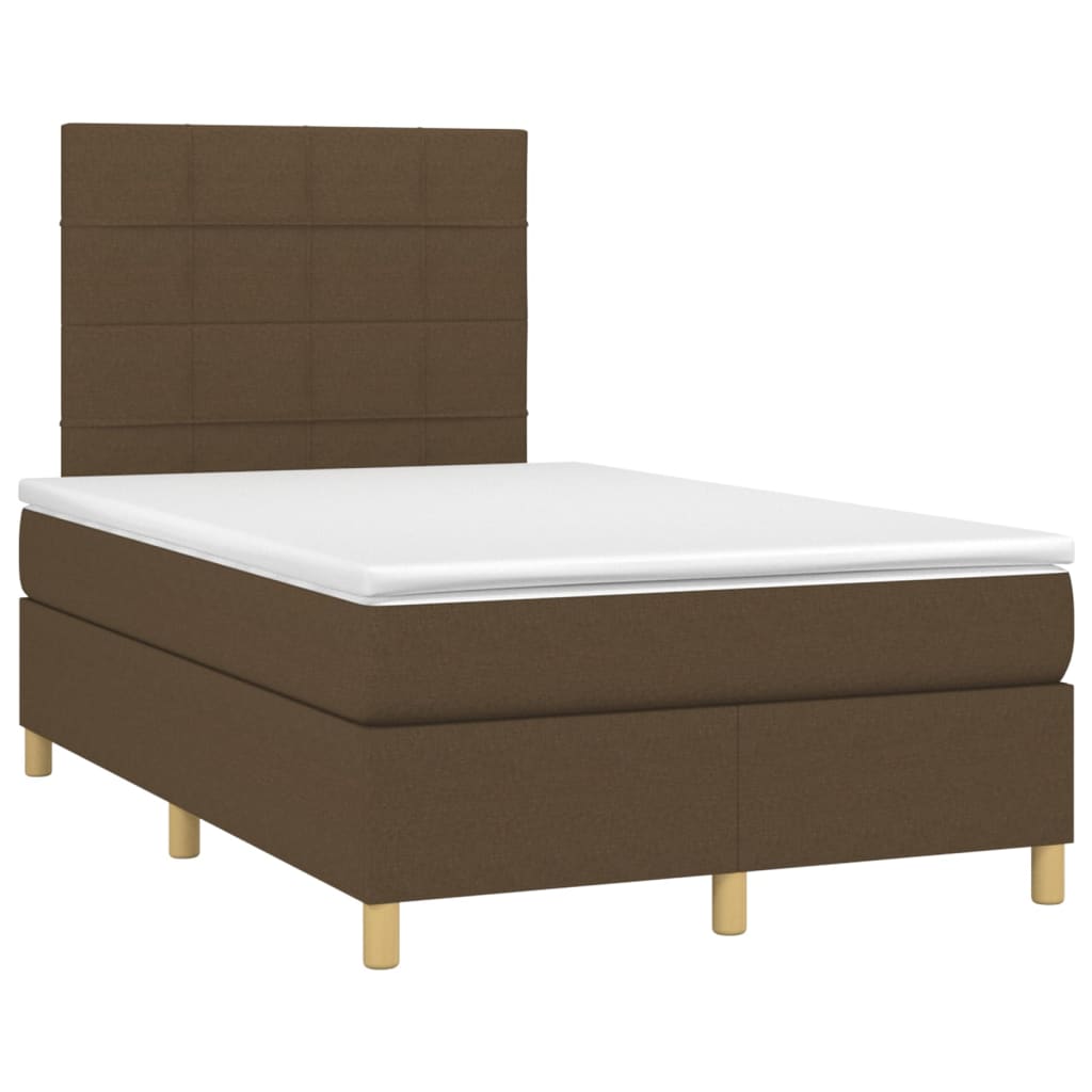 vidaXL Κρεβάτι Boxspring με Στρώμα Σκούρο Καφέ 120x200 εκ. Υφασμάτινο