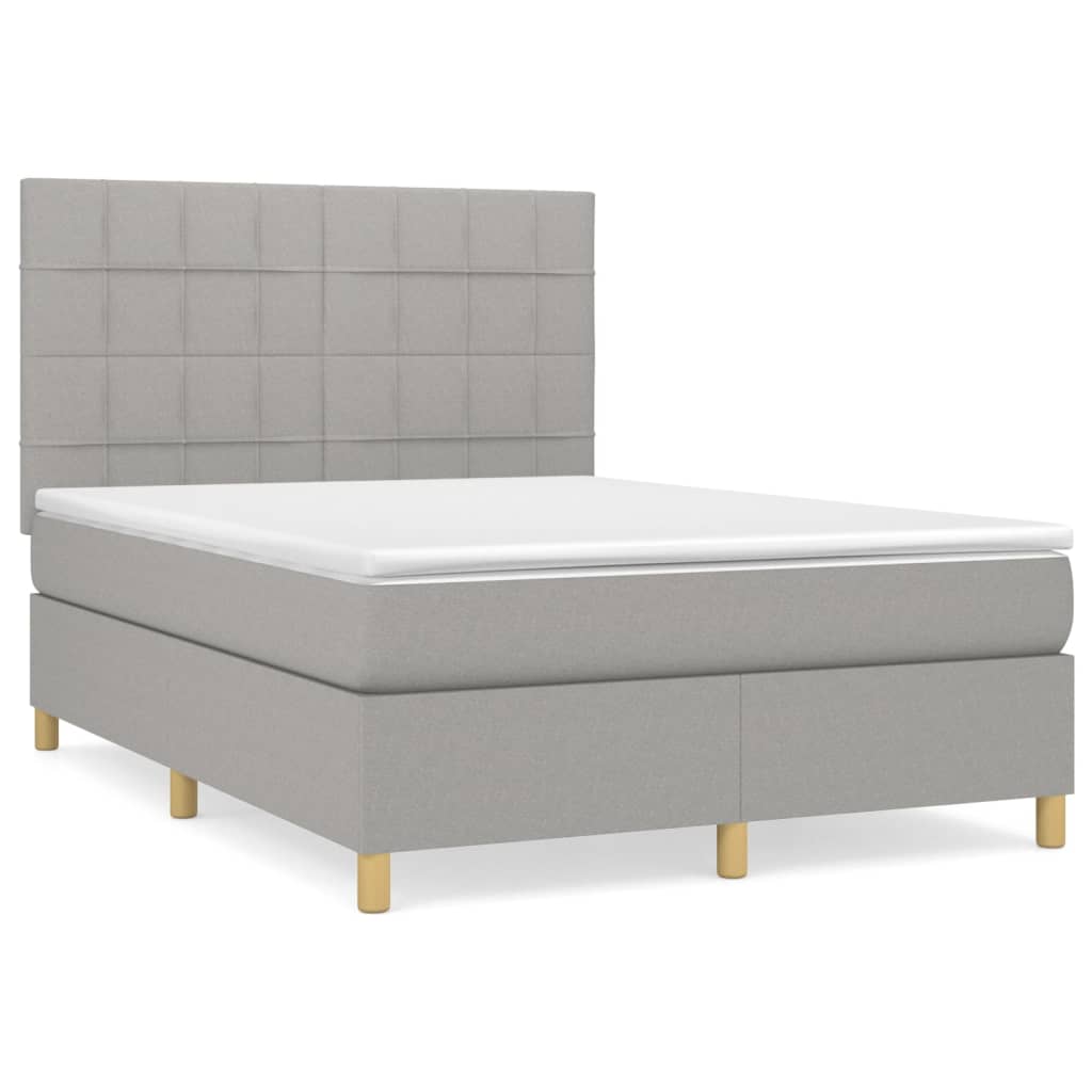 vidaXL Κρεβάτι Boxspring με Στρώμα Ανοιχτό Γκρι 140x200 εκ. Υφασμάτινο