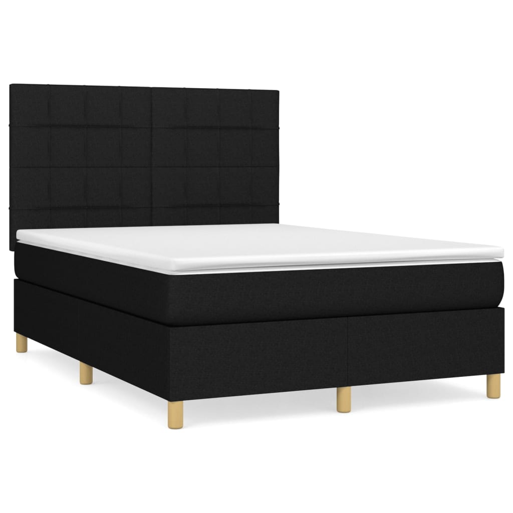 vidaXL Κρεβάτι Boxspring με Στρώμα Μαύρο 140x200 εκ. Υφασμάτινο