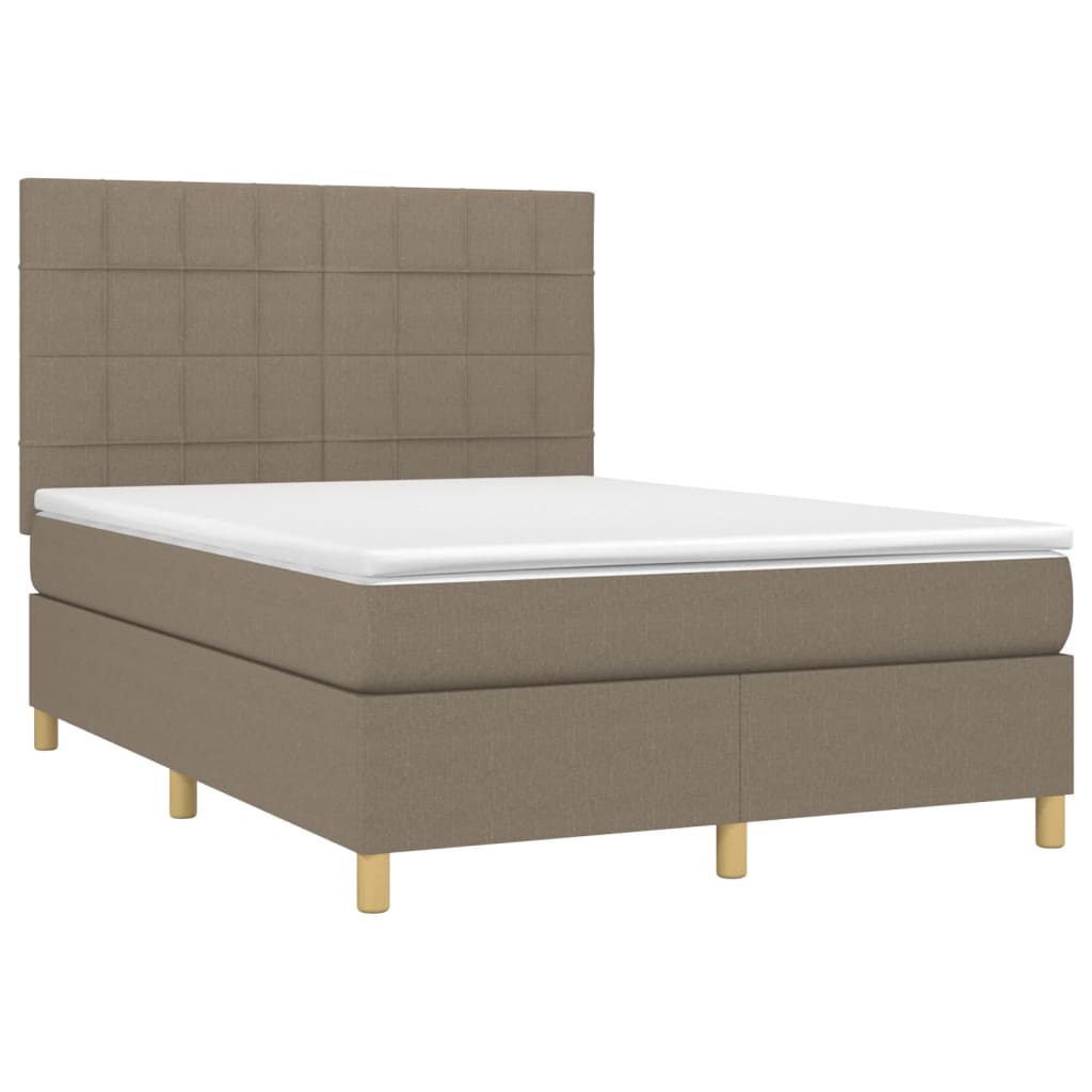 vidaXL Κρεβάτι Boxspring με Στρώμα Taupe 140x200 εκ. Υφασμάτινο