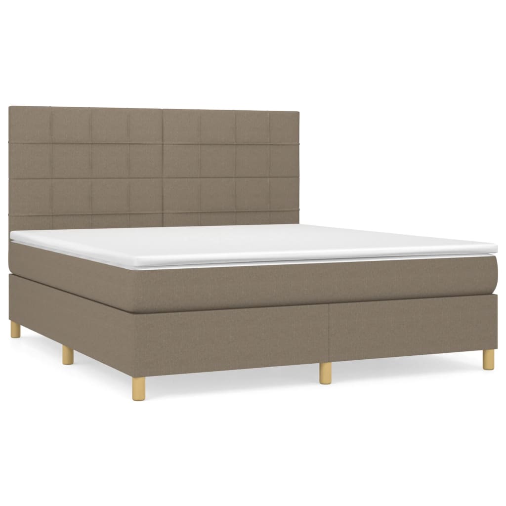 vidaXL Κρεβάτι Boxspring με Στρώμα Taupe 160x200 εκ. Υφασμάτινο