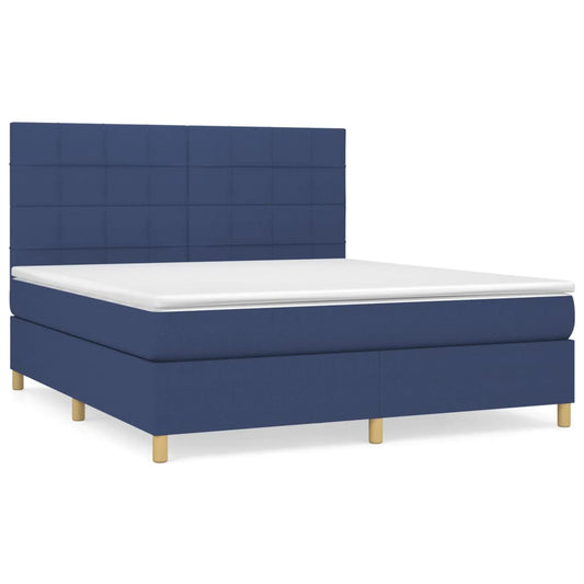 vidaXL Κρεβάτι Boxspring με Στρώμα Μπλε 160x200 εκ. Υφασμάτινο