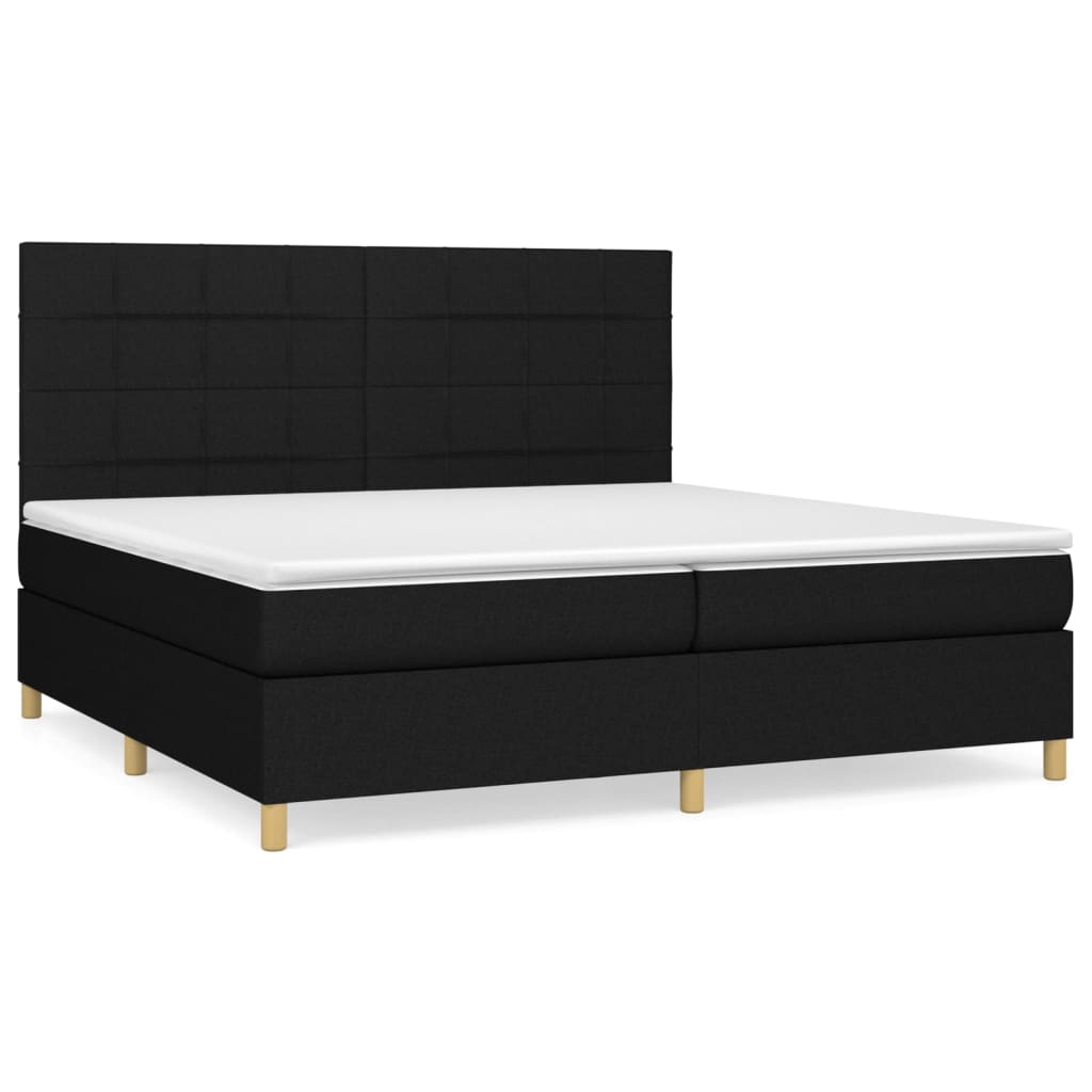 vidaXL Κρεβάτι Boxspring με Στρώμα Μαύρο 200x200 εκ. Υφασμάτινο