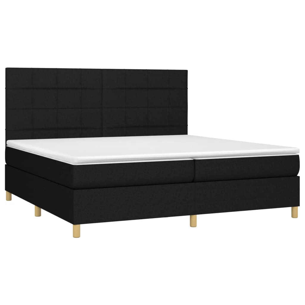 vidaXL Κρεβάτι Boxspring με Στρώμα Μαύρο 200x200 εκ. Υφασμάτινο