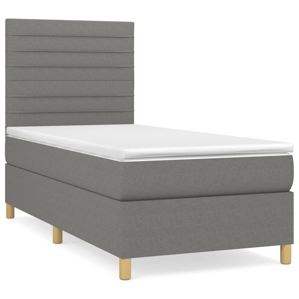 vidaXL Κρεβάτι Boxspring με Στρώμα Σκούρο Γκρι 80x200 εκ. Υφασμάτινο