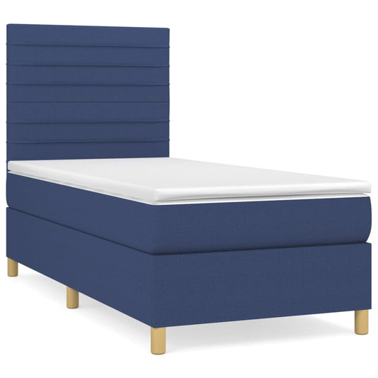 vidaXL Κρεβάτι Boxspring με Στρώμα Μπλε 80x200 εκ. Υφασμάτινο