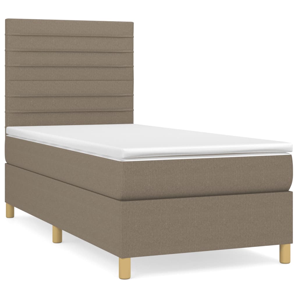 vidaXL Κρεβάτι Boxspring με Στρώμα Taupe 90x190 εκ.Υφασμάτινο