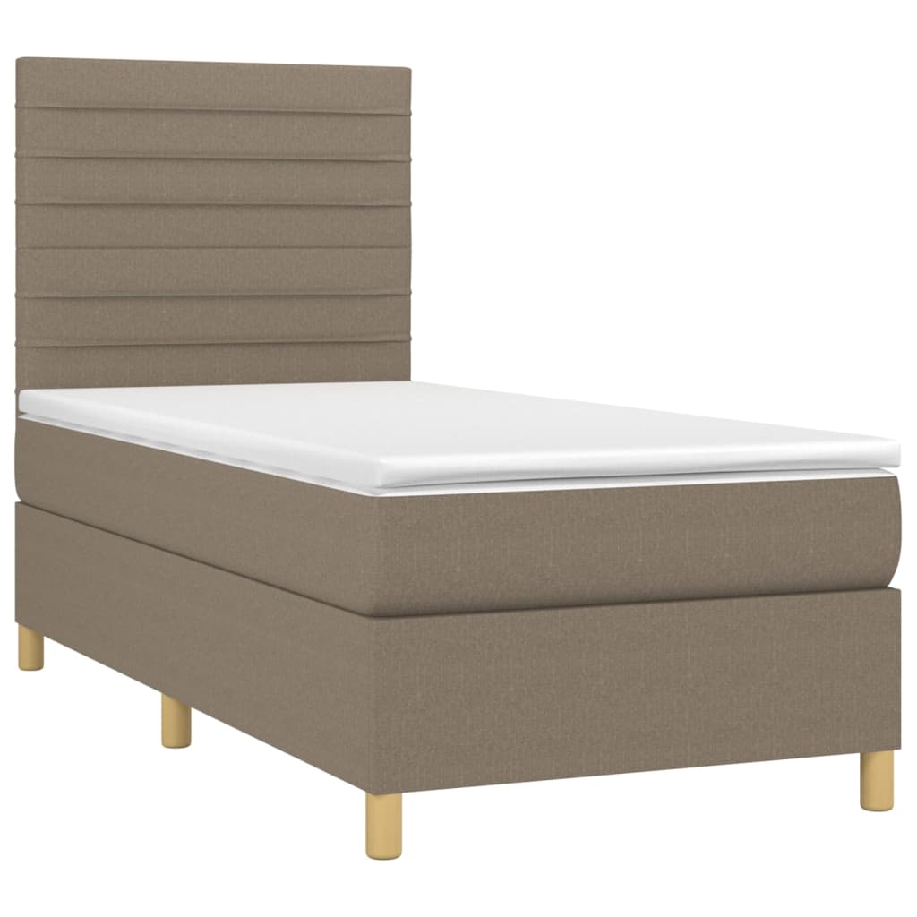 vidaXL Κρεβάτι Boxspring με Στρώμα Taupe 90x200 εκ. Υφασμάτινο