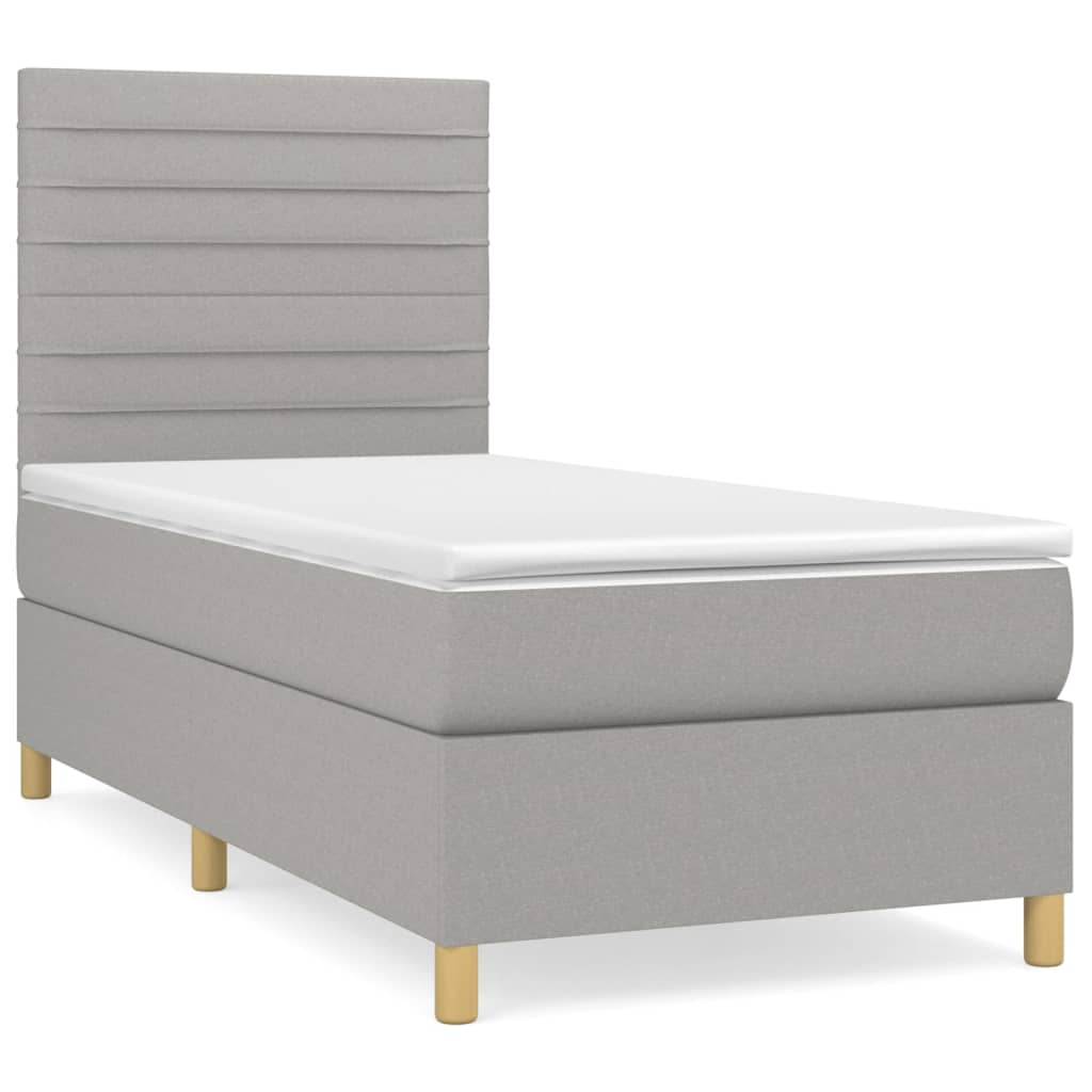 vidaXL Κρεβάτι Boxspring με Στρώμα Ανοιχτό Γκρι 100x200 εκ. Υφασμάτινο
