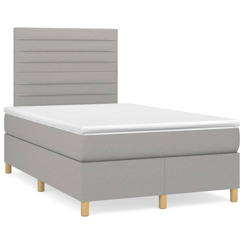 vidaXL Κρεβάτι Boxspring με Στρώμα Ανοιχτό Γκρι 120x200 εκ. Υφασμάτινο