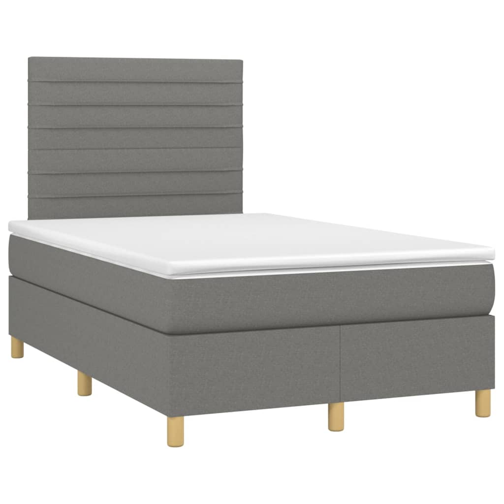 vidaXL Κρεβάτι Boxspring με Στρώμα Σκούρο Γκρι 120x200 εκ. Υφασμάτινο