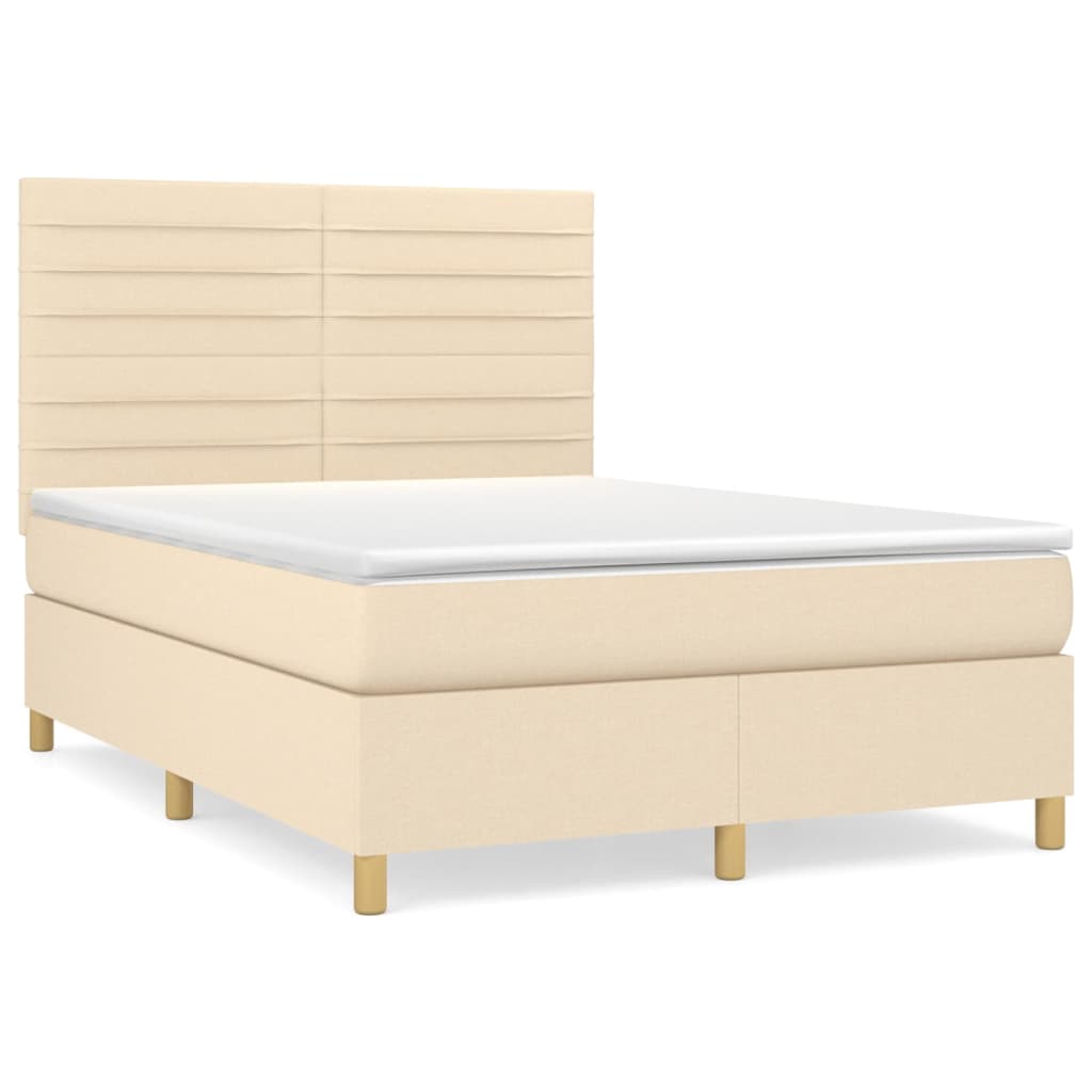 vidaXL Κρεβάτι Boxspring με Στρώμα Κρεμ 140x200 εκ. Υφασμάτινο