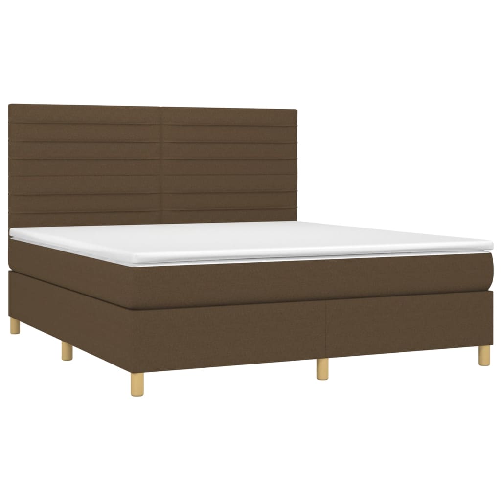 vidaXL Κρεβάτι Boxspring με Στρώμα Σκούρο Καφέ 160x200 εκ Υφασμάτινο