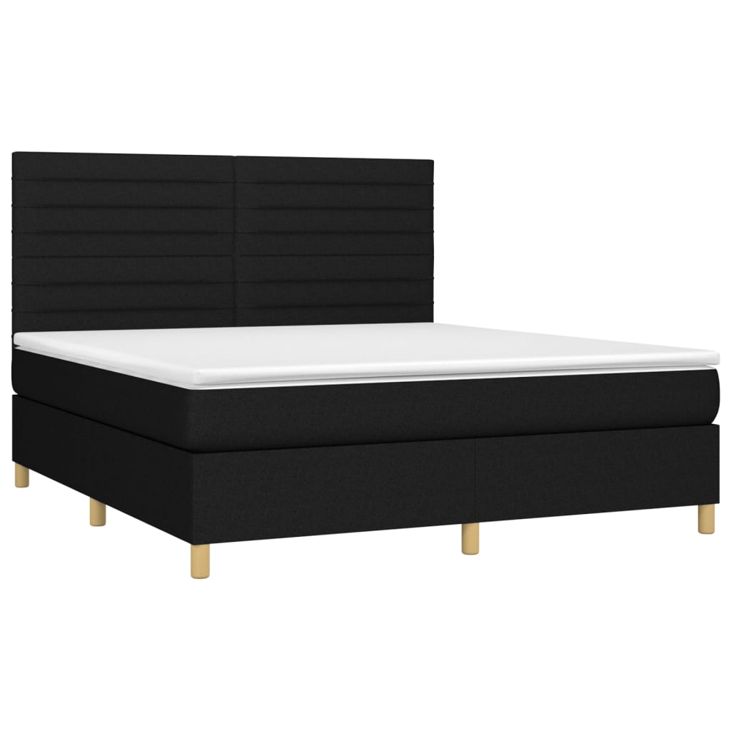 vidaXL Κρεβάτι Boxspring με Στρώμα Μαύρο 180x200 εκ. Υφασμάτινο
