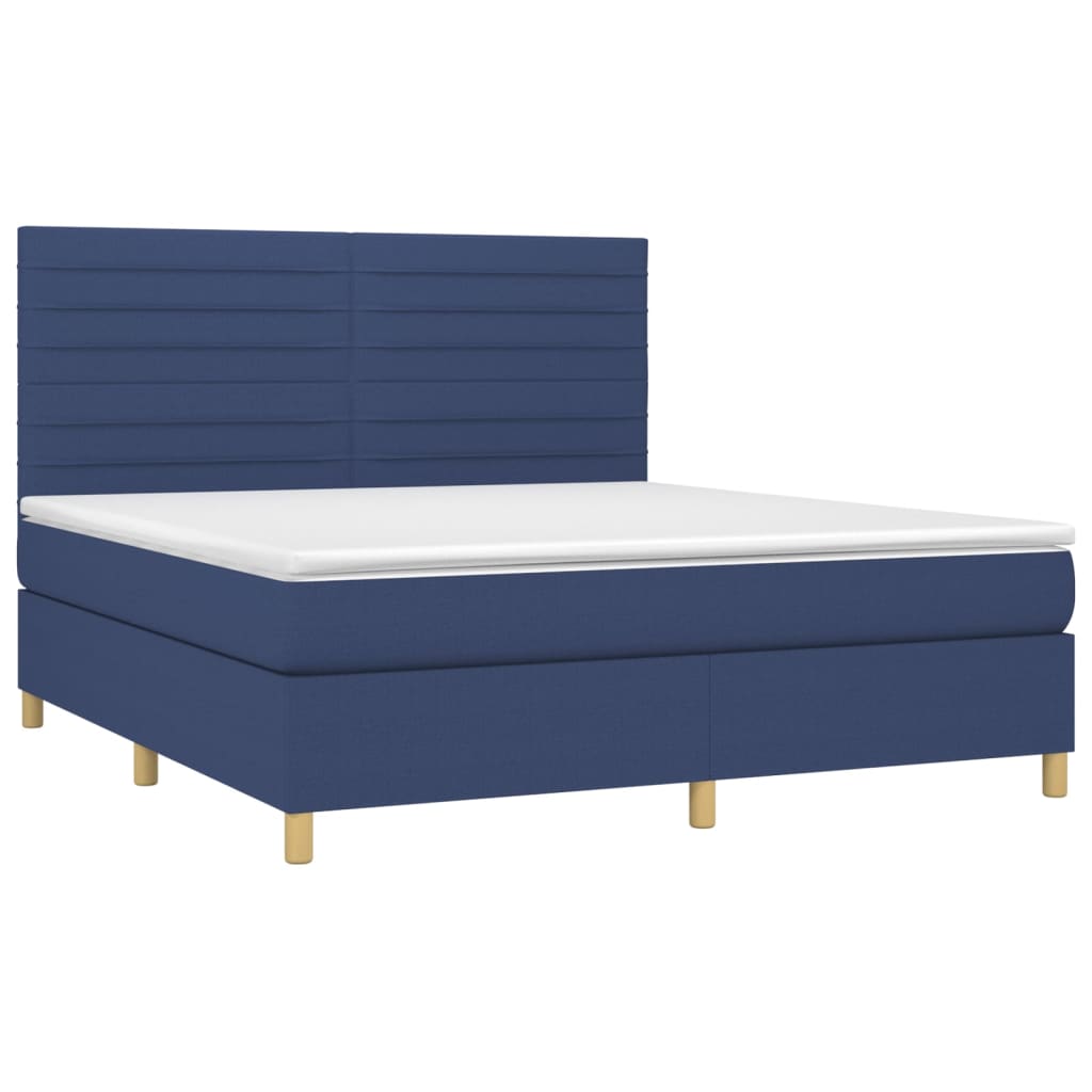 vidaXL Κρεβάτι Boxspring με Στρώμα Μπλε 180x200 εκ. Υφασμάτινο