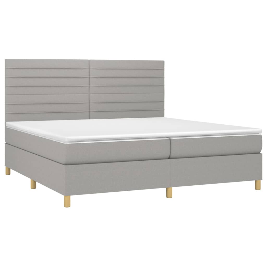 vidaXL Κρεβάτι Boxspring με Στρώμα Ανοιχτό Γκρι 200x200 εκ. Υφασμάτινο
