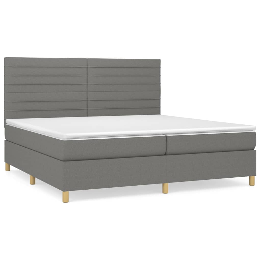 vidaXL Κρεβάτι Boxspring με Στρώμα Σκούρο Γκρι 200x200 εκ. Υφασμάτινο