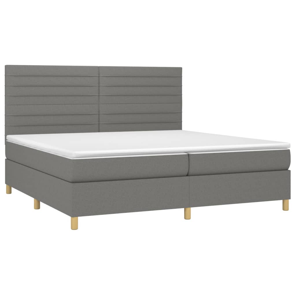 vidaXL Κρεβάτι Boxspring με Στρώμα Σκούρο Γκρι 200x200 εκ. Υφασμάτινο