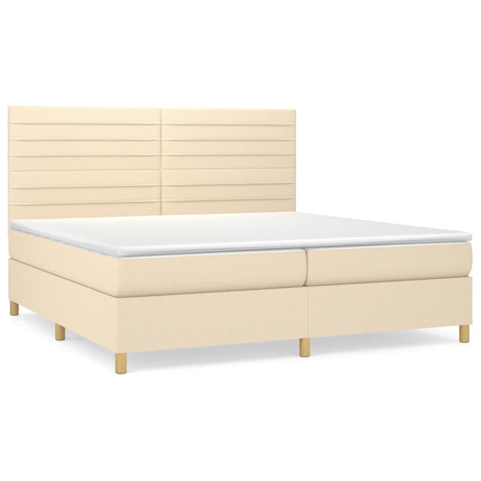 vidaXL Κρεβάτι Boxspring με Στρώμα Κρεμ 200x200 εκ. Υφασμάτινο