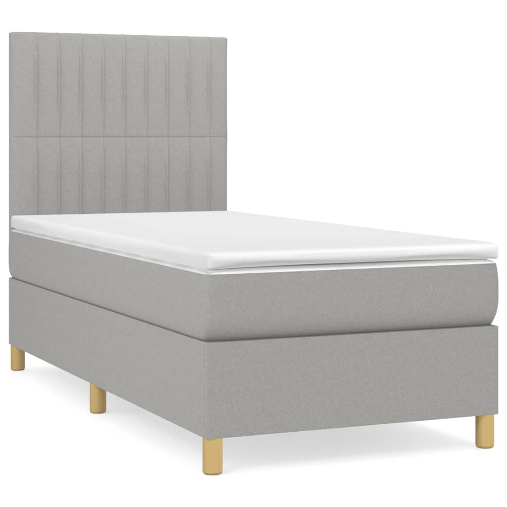 vidaXL Κρεβάτι Boxspring με Στρώμα Ανοιχτό Γκρι 100x200 εκ. Υφασμάτινο