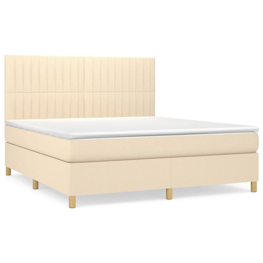 vidaXL Κρεβάτι Boxspring με Στρώμα Κρεμ 160x200 εκ. Υφασμάτινο