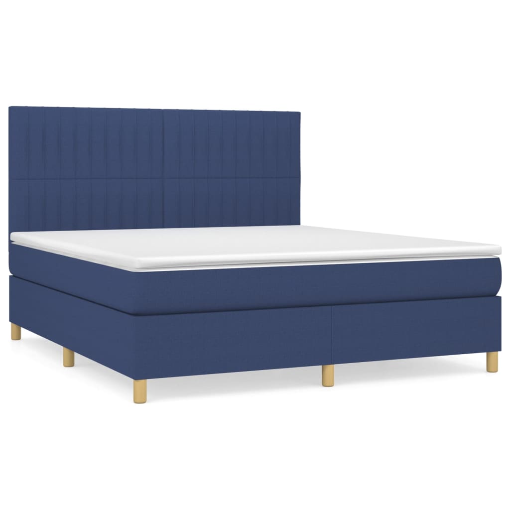 vidaXL Κρεβάτι Boxspring με Στρώμα Μπλε 160x200 εκ. Υφασμάτινο